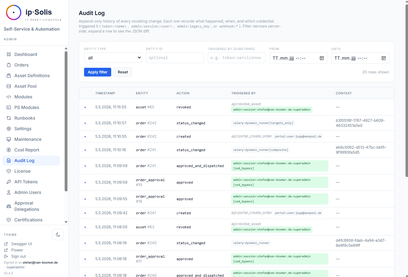 Audit log viewer
