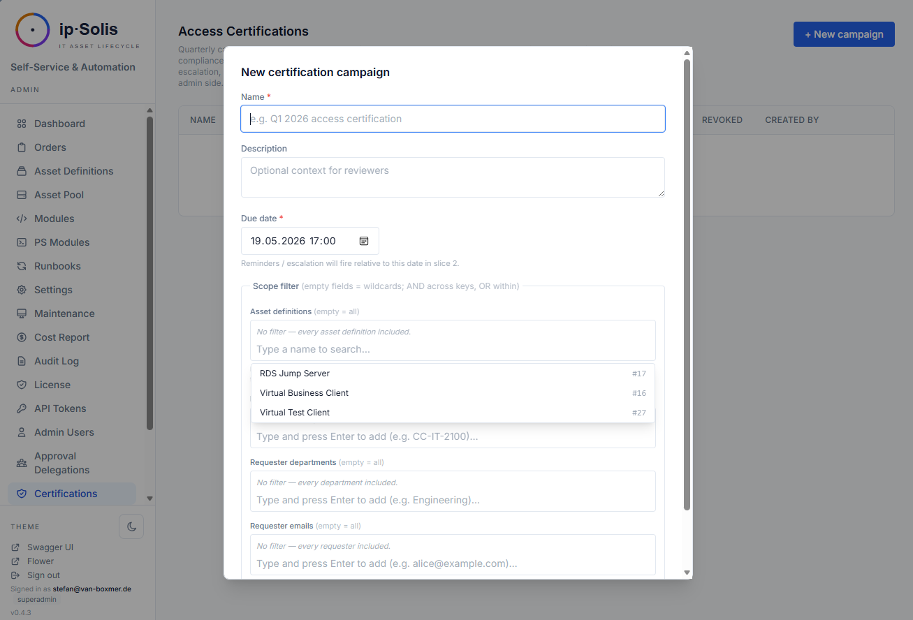 Certification campaign list